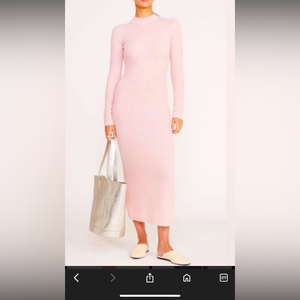 STAUD Ramona Ribbed Dress in Cherry Blossom